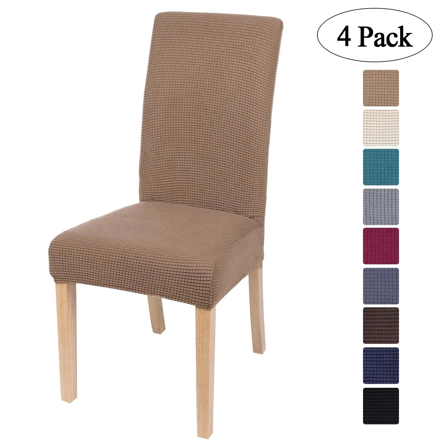 4 Pack Chair Covers for Dining Room, Stretch Chair Protector Slipcovers, Camel