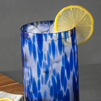 20 Fl Oz Blue Tortoise Drinking Glasses, Set of 6