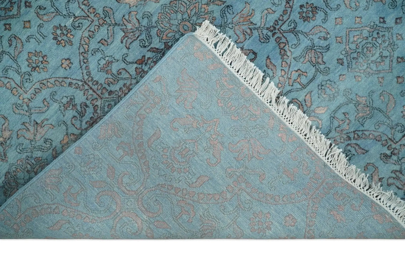 9x12 Fine Hand Knotted Blue and Brown Traditional Vintage Persian Wool and Silk Area Rug | AGR32 The Rug Decor