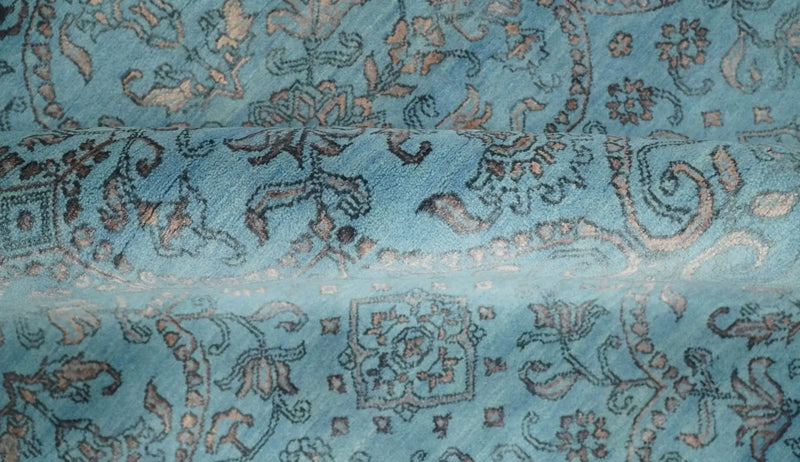 9x12 Fine Hand Knotted Blue and Brown Traditional Vintage Persian Wool and Silk Area Rug | AGR32 The Rug Decor