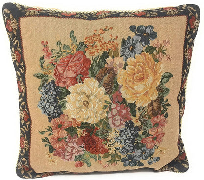 DaDa Bedding Breath of Spring Dark Border Floral Elegant Throw Pillow Cushion Cover 18" x 18" DaDalogy Bedding Collection