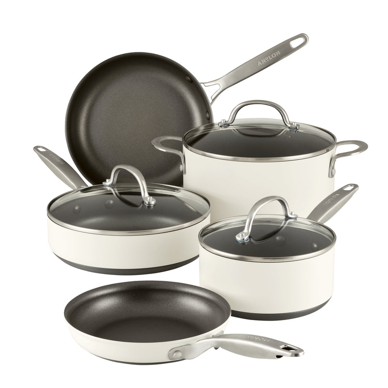 Achieve 8 Piece Hard Anodized Nonstick Pots and Pans Set, Teal