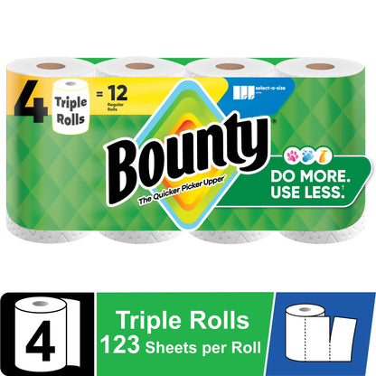 Bounty 4 Triple Rolls of white Select-A-Size Paper Towels