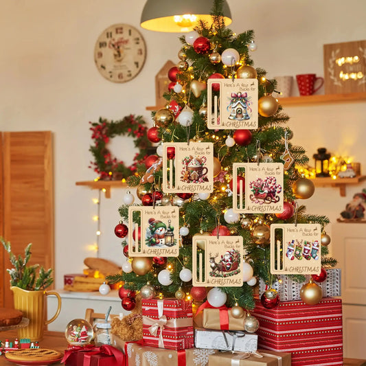 6 pcs Festive Christmas Cash Cards - Durable Paper Hanging Ornaments