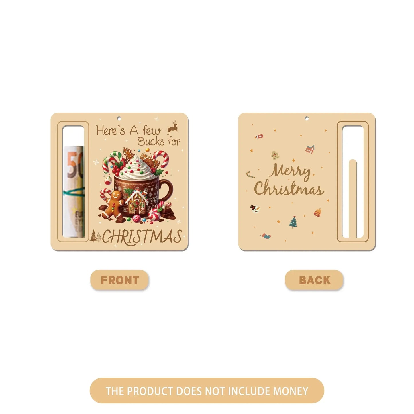 6 pcs Festive Christmas Cash Cards - Durable Paper Hanging Ornaments