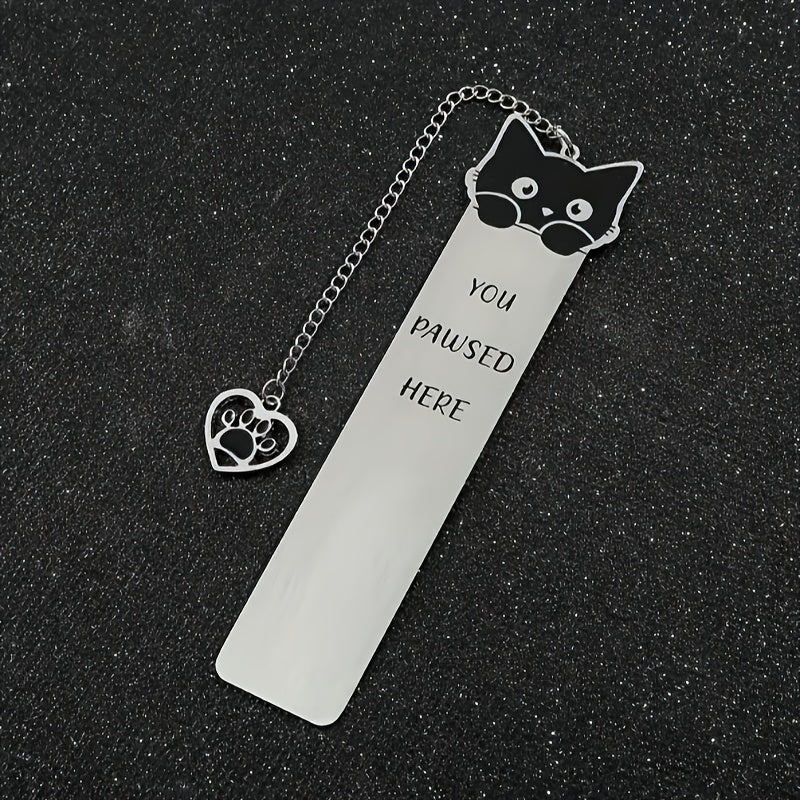 1pc Cute Kitten-Shaped Stainless Steel Bookmark
