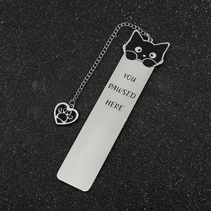 1pc Cute Kitten-Shaped Stainless Steel Bookmark