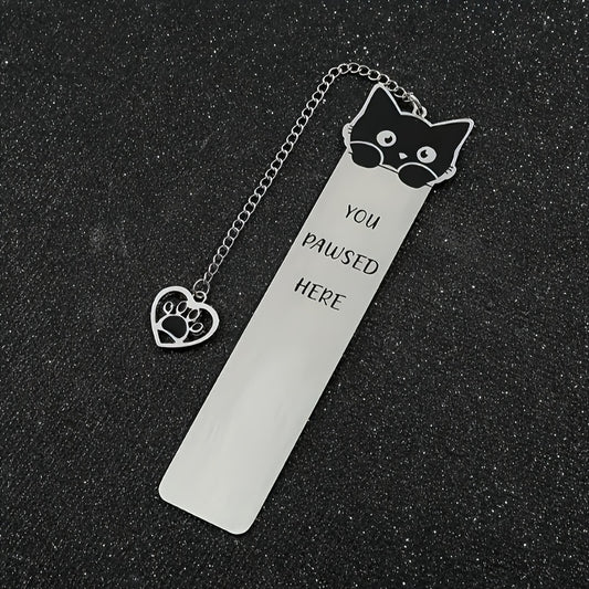 1pc Cute Kitten-Shaped Stainless Steel Bookmark