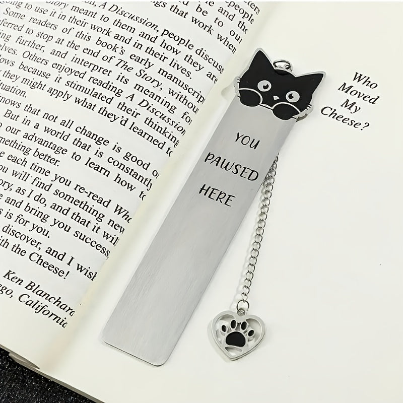 1pc Cute Kitten-Shaped Stainless Steel Bookmark