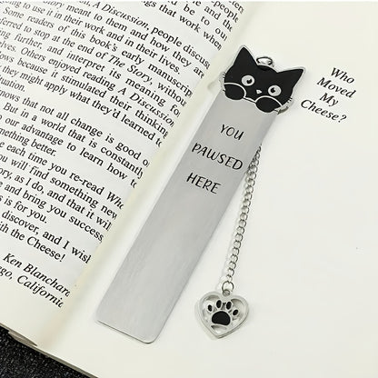 1pc Cute Kitten-Shaped Stainless Steel Bookmark