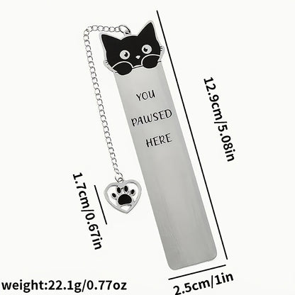 1pc Cute Kitten-Shaped Stainless Steel Bookmark