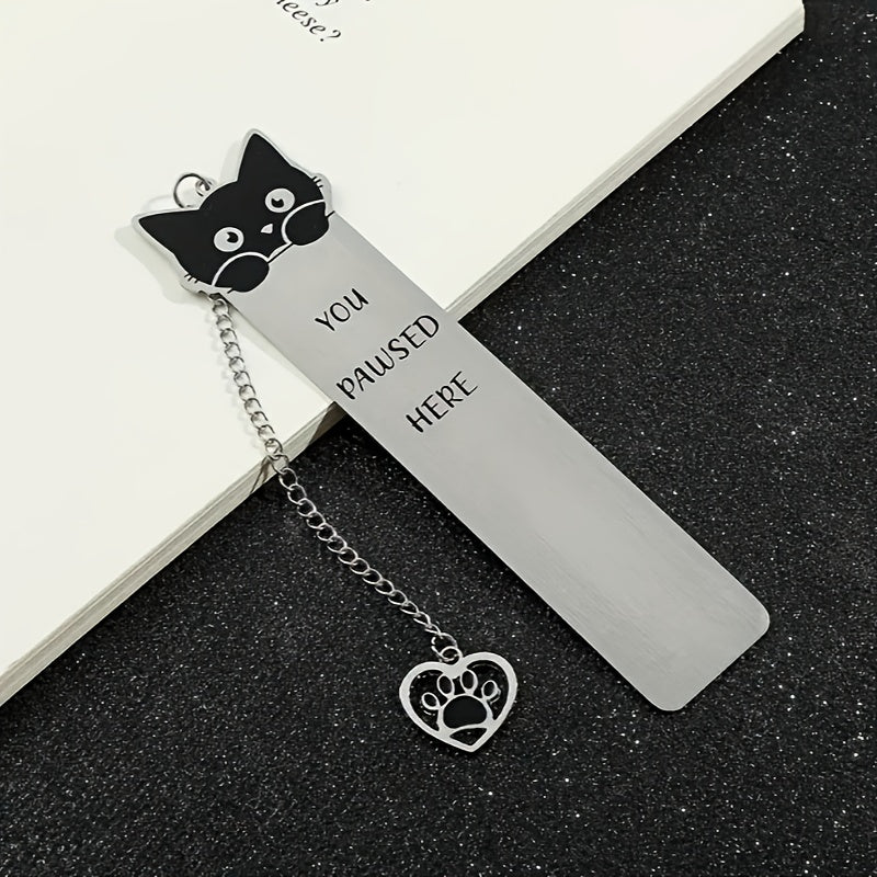1pc Cute Kitten-Shaped Stainless Steel Bookmark