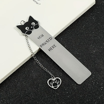 1pc Cute Kitten-Shaped Stainless Steel Bookmark