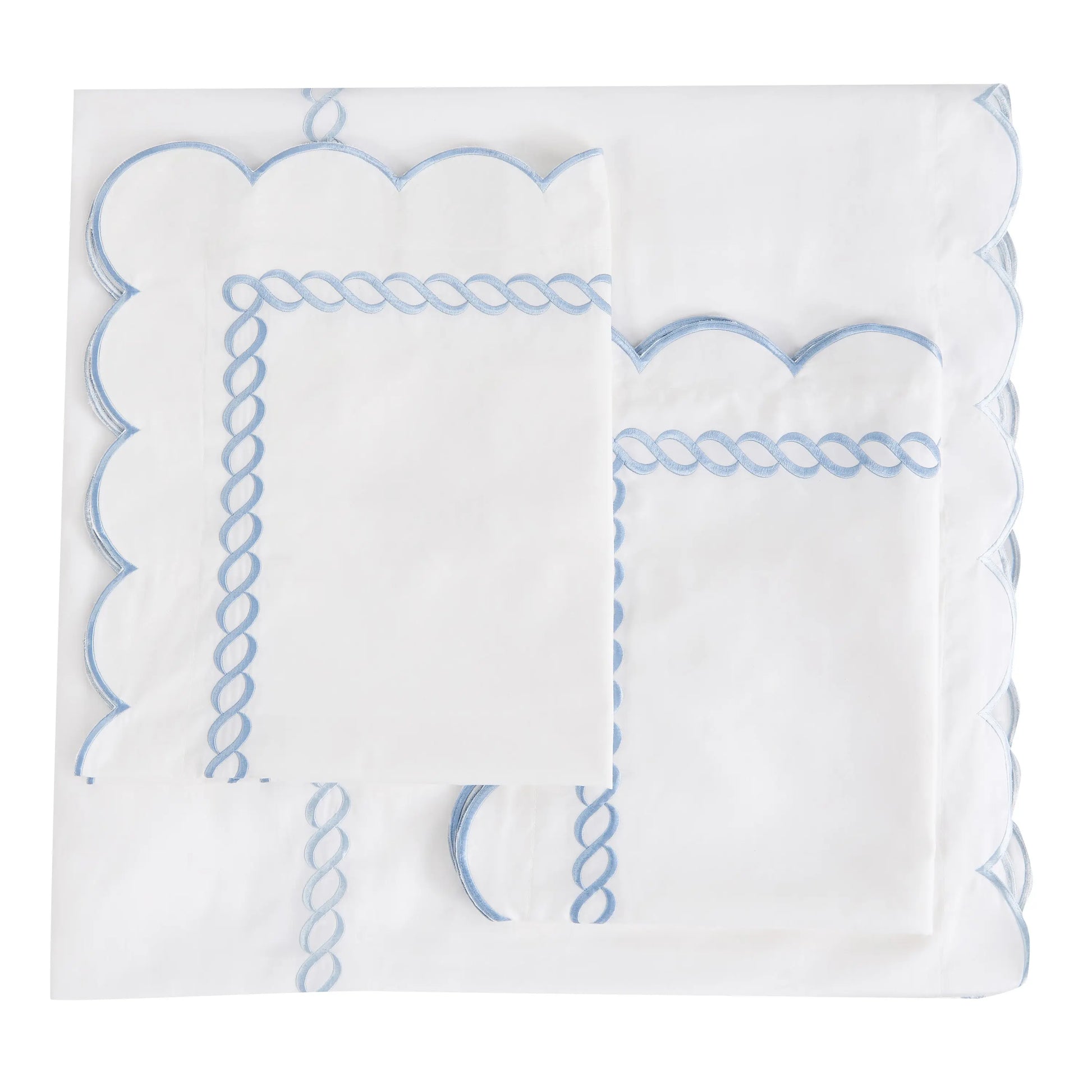 600 Thread Count Scallop Rope Embroidered Cotton Duvet Set Mélange Home