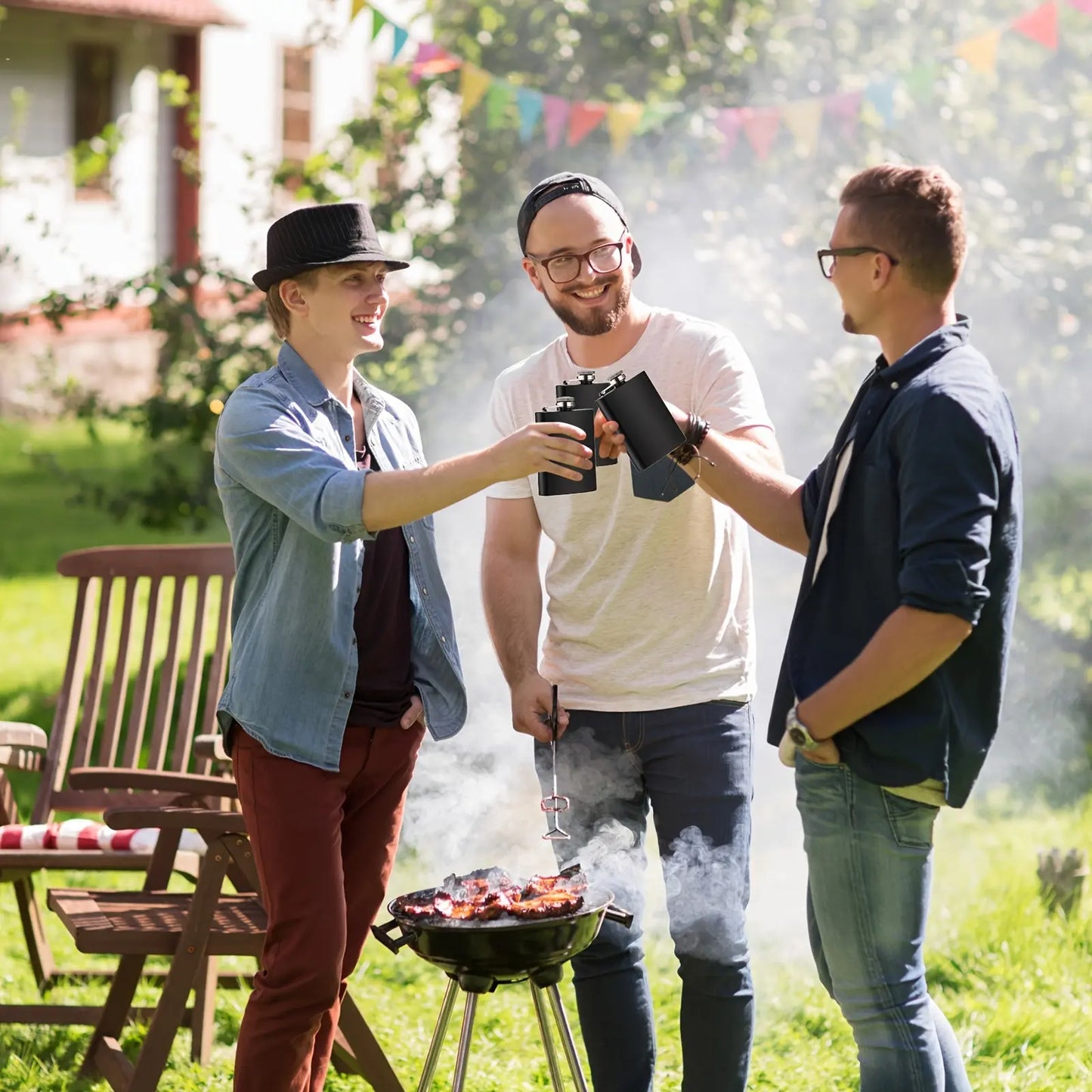 Stainless Steel Hip Flasks Set - Personalize ME O3D