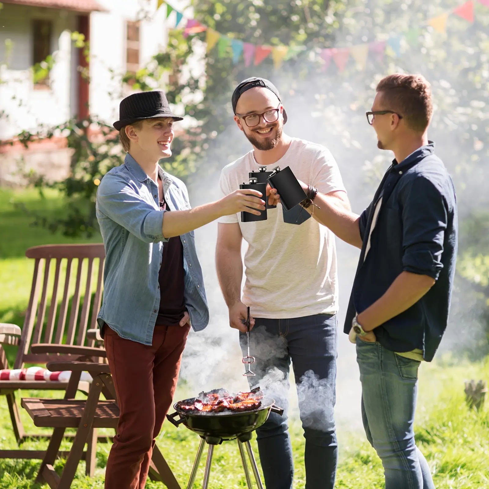 Stainless Steel Hip Flasks Set - Personalize ME O3D
