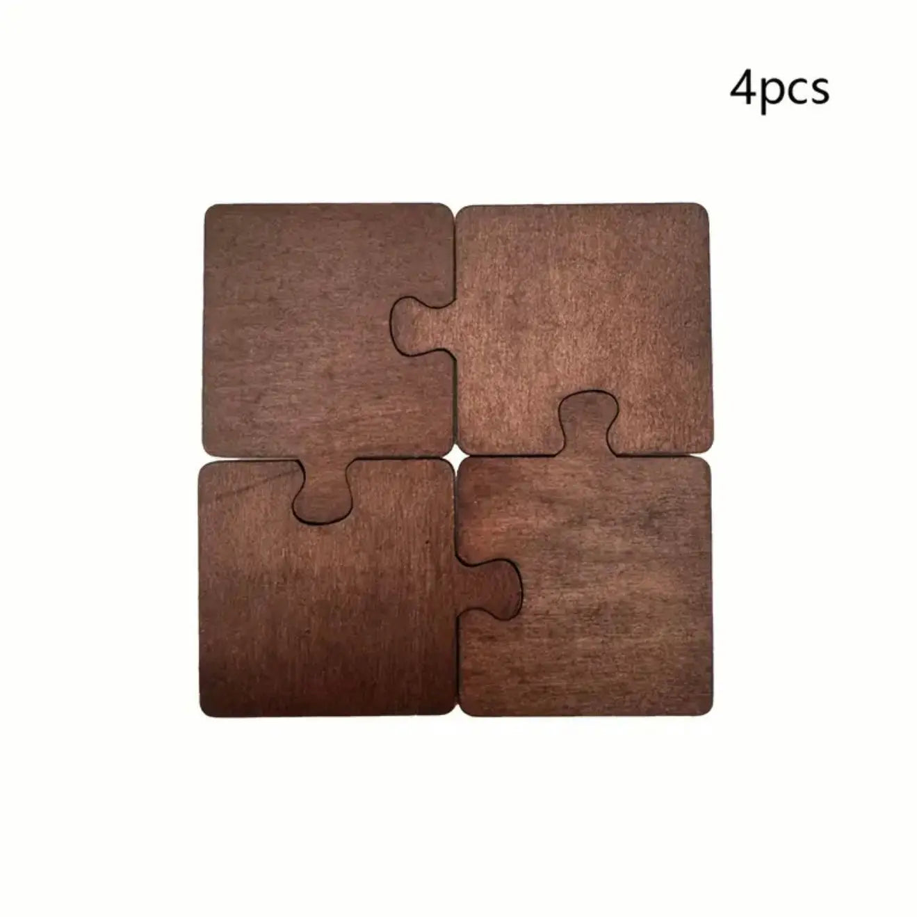 Rustic Wooden Puzzle Piece Coaster Set of 4 – Interlocking Drink Mats, Gift for Home, Bar, Office – Free Shipping Our3Designs