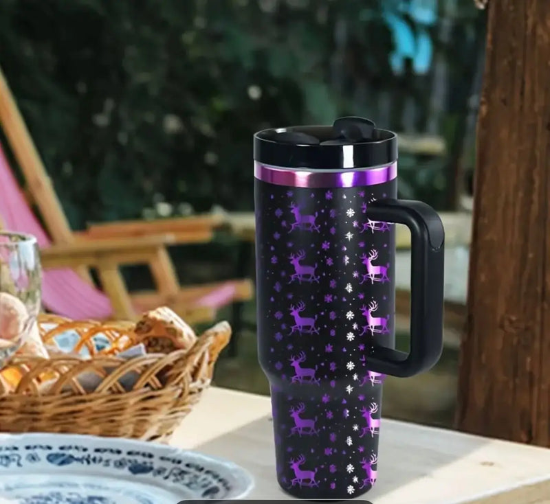 40oz Insulated Tumbler Mug with Handle & Straw – Stainless Steel, Custom Logo, Hot 12h/Cold 24h