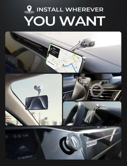 Magnetic Car Phone Holder 360° Rotation – Titanium Alloy, Dashboard Mount, Universal Fit Our3Designs