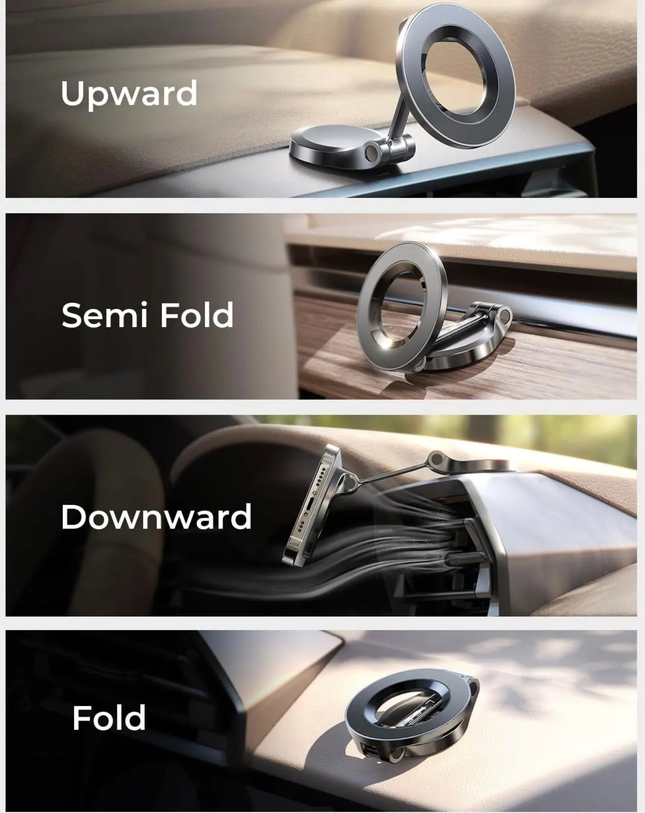 Magnetic Car Phone Holder 360° Rotation – Titanium Alloy, Dashboard Mount, Universal Fit Our3Designs