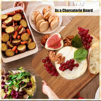 Wood Cutting Board with Handle 11”x5” – Charcuterie, Cheese & Vegetable Serving Tray, Easy to Clean, Non-Toxic Kitchen Board Our3Designs