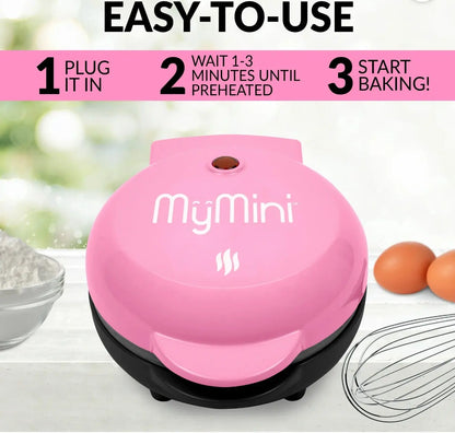 MyMini Heart Waffle Maker – Perfect Family Breakfast & Gift Idea | Non-Stick 5” Pink Cooker Our3Designs