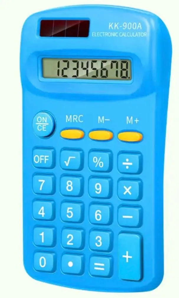 Mini Pocket Calculator for Kids – Ergonomic Arc Design, Solar Powered, Colorful, Lightweight Our3Designs