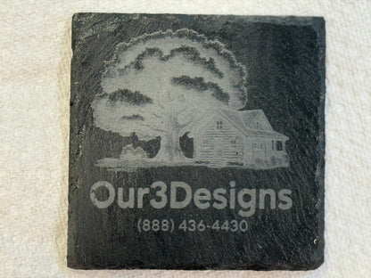 Custom Engraved Slate Coasters – Wedding or Corporate Gift - Our3Designs