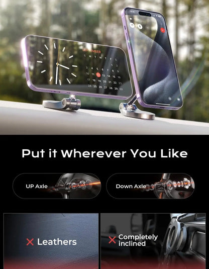 Magnetic Car Phone Holder 360° Rotation – Titanium Alloy, Dashboard Mount, Universal Fit Our3Designs