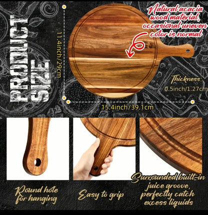 Personalized Round Charcuterie Board with Handle – Custom Corporate Gift or Bridal Party Favor - Our3Designs