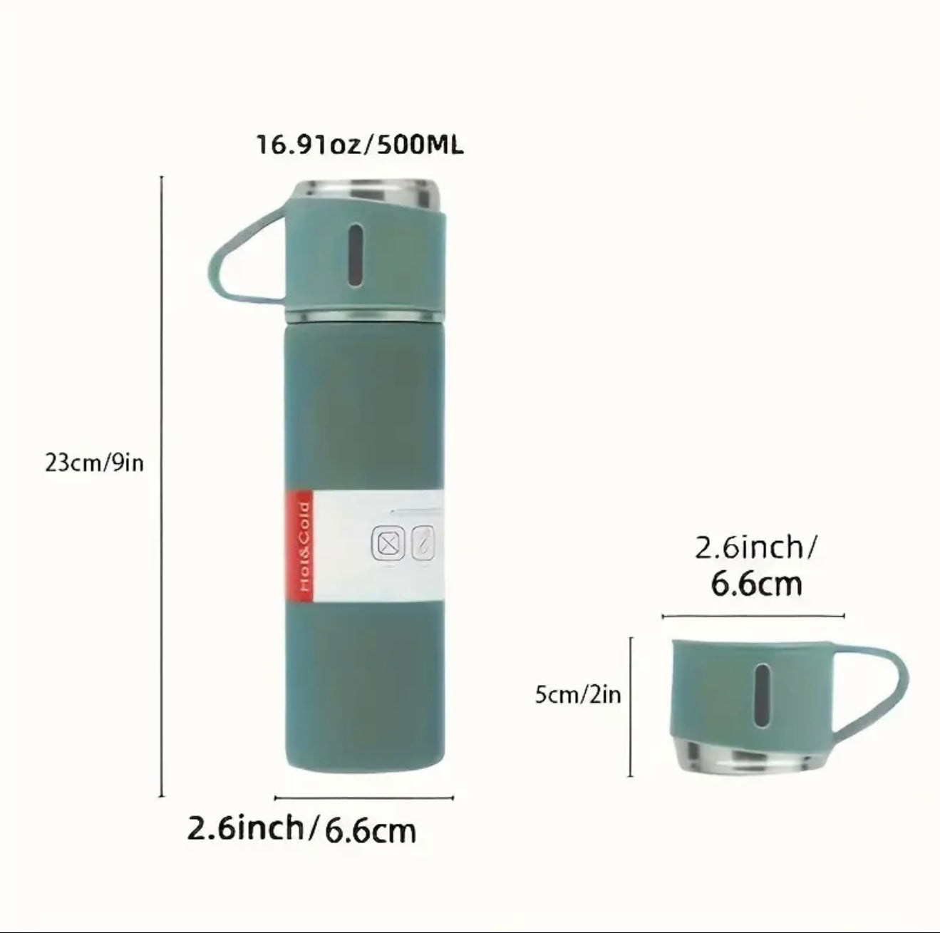 Personalized Vacuum Flask Gift Set – Custom Engraved Travel Thermos with Lid and Two Cups Our3Designs