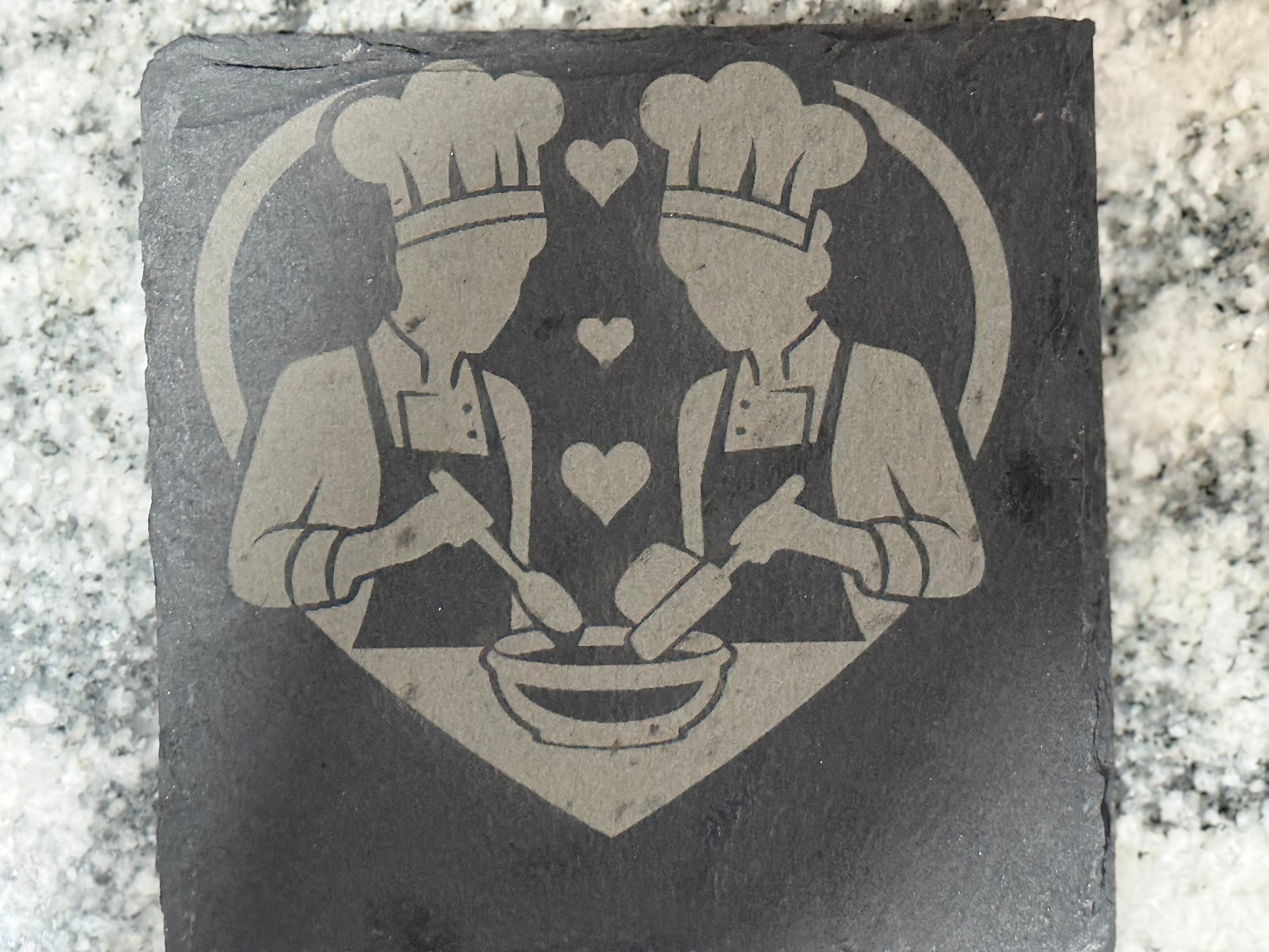 Personalized Slate Grill Coasters - “Big Bubba” Licensed to Grill BBQ Drink Coasters - Custom Engraved Gift for Grill Masters & BBQ Lovers - Our3Designs