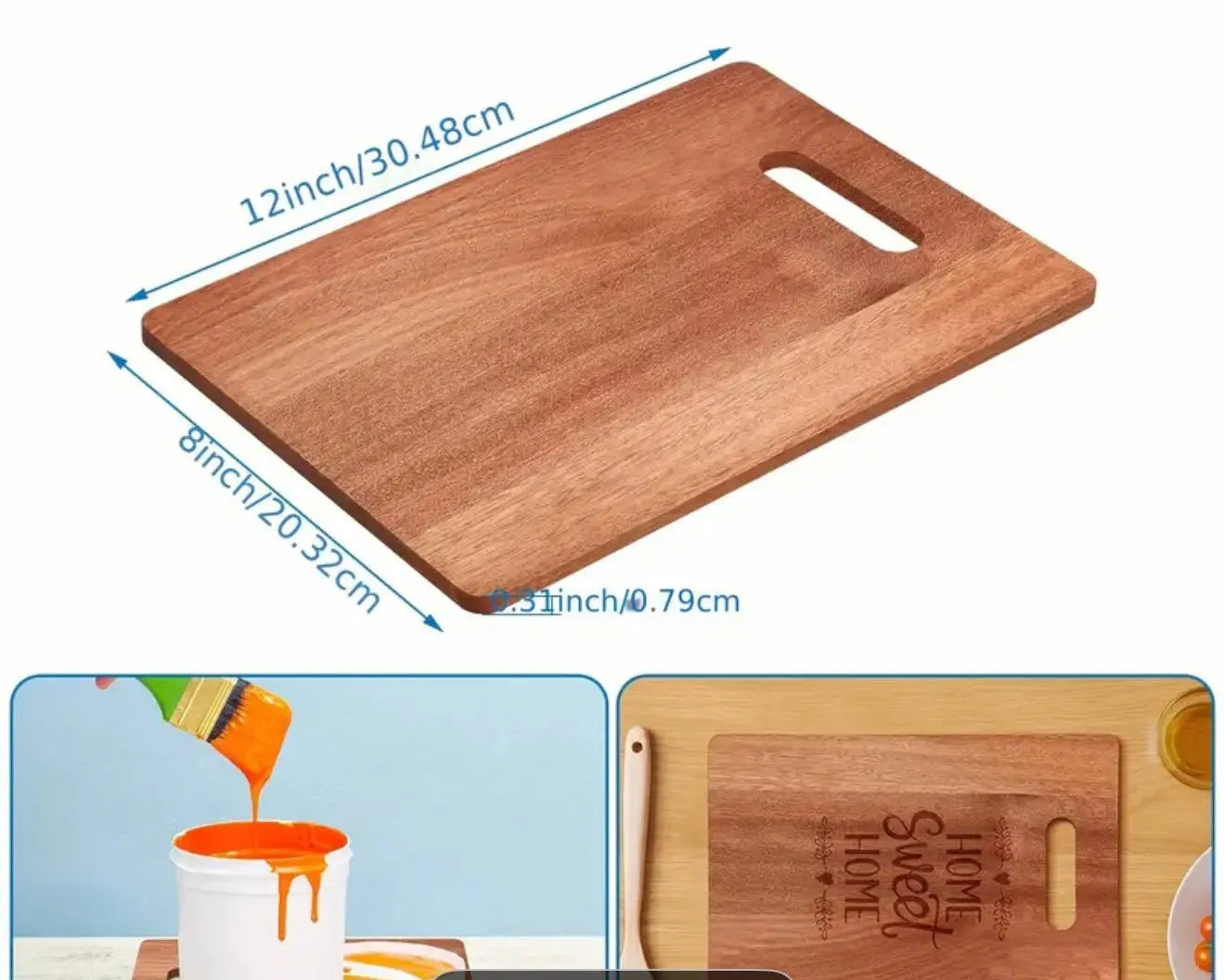 Personalized 12”x8” Wood Cutting Board – Custom Engraved Gift for Weddings, Housewarming & Holidays Our3Designs