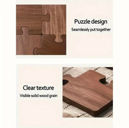 Rustic Wooden Puzzle Piece Coaster Set of 4 – Interlocking Drink Mats, Gift for Home, Bar, Office – Free Shipping Our3Designs