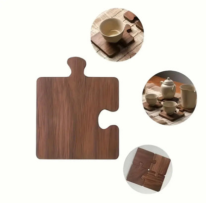Rustic Wooden Puzzle Piece Coaster Set of 4 – Interlocking Drink Mats, Gift for Home, Bar, Office – Free Shipping Our3Designs