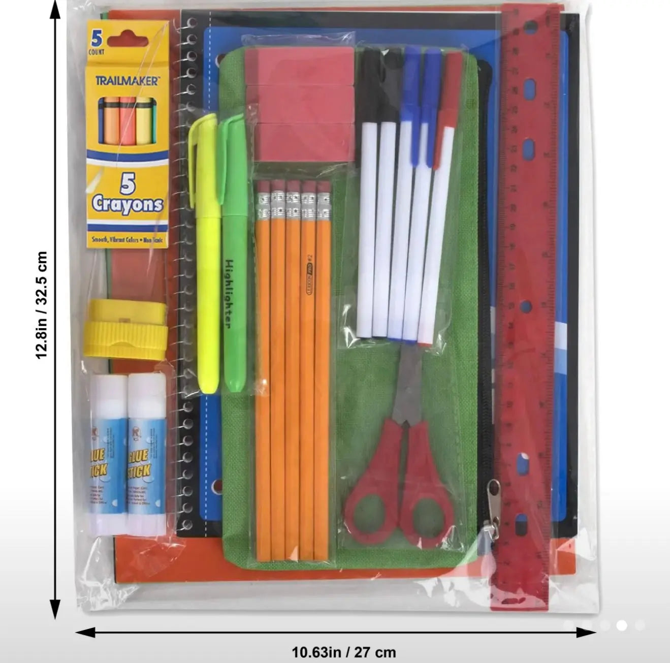 Back to School Supply Kit 20-Piece Set – Folders, Notebook, Crayons, Pens, Pencils & More Our3Designs