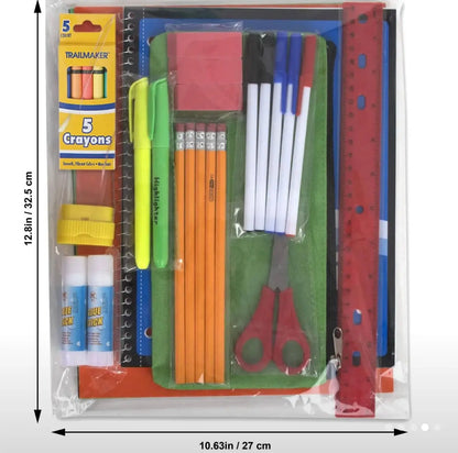 Back to School Supply Kit 20-Piece Set – Folders, Notebook, Crayons, Pens, Pencils & More Our3Designs