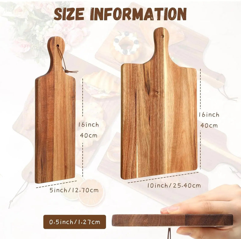 Personalized Paddle Cutting Boards – 16” Wood Charcuterie Gift Set, Custom Engraved - Our3Designs