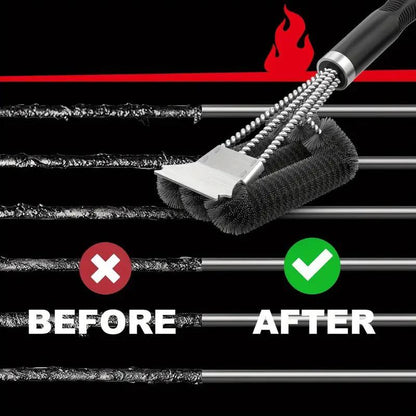 1pc TFS 3-Head Stainless Steel BBQ Grill Brush and Scraper