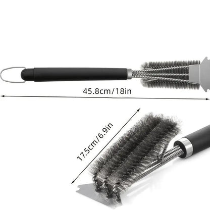 1pc TFS 3-Head Stainless Steel BBQ Grill Brush and Scraper