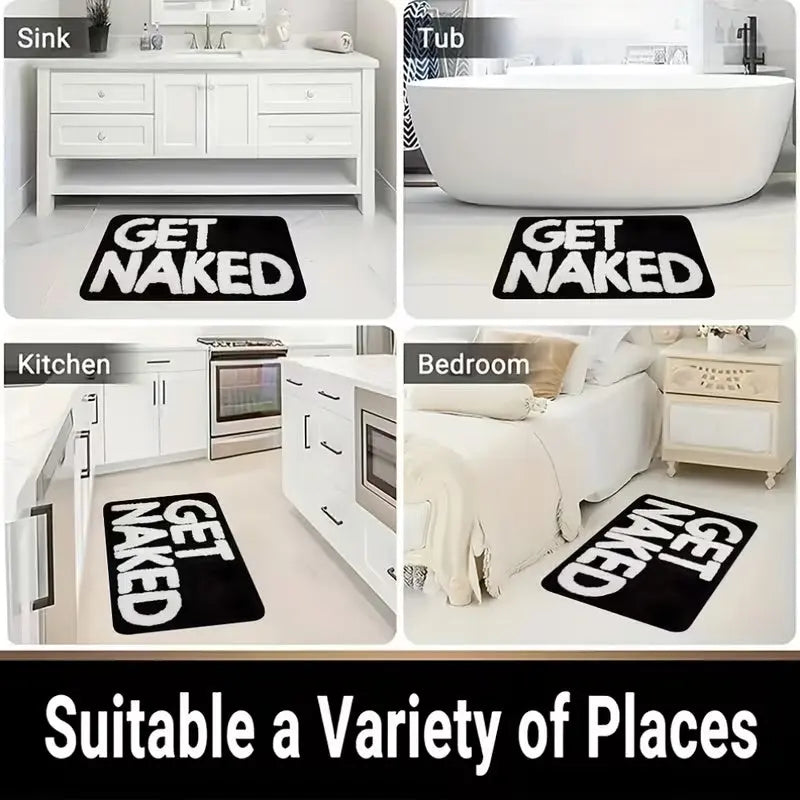 1pc Non-Slip Bath Mat with "GET NAKED"
