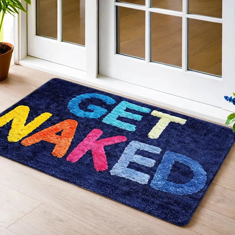 "GET NAKED" Flannel Door Mat, 16"x26"