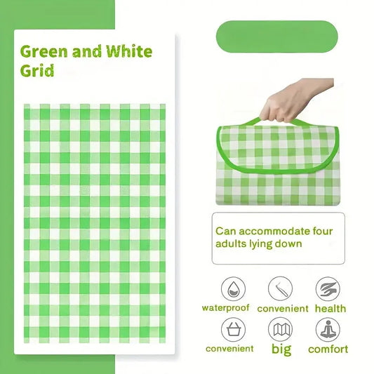 Green Checkered Large Outdoor Picnic Blanket
