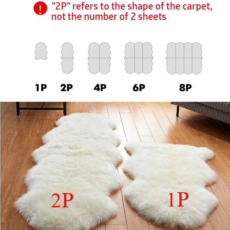 White Faux Sheepskin Carpet Irregular Long Soft Furry Floor Mats
