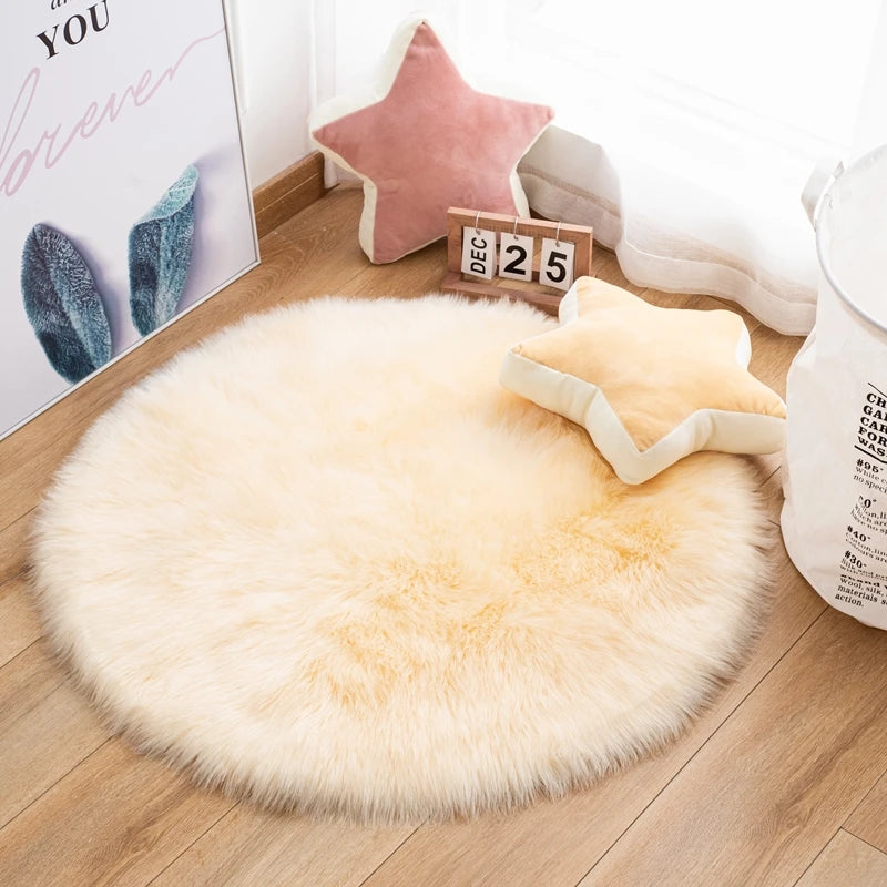 Oval Fur Rugs Bedroom Thicken Fluffy Carpet Living Room