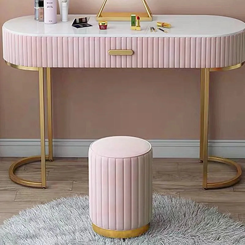 Nordic Fabric Stool Round Dressing Stools Modern Makeup Chair Storage Sofa