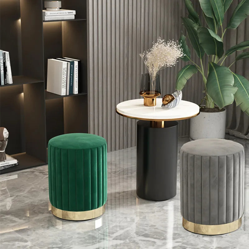 Nordic Fabric Stool Round Dressing Stools Modern Makeup Chair Storage Sofa