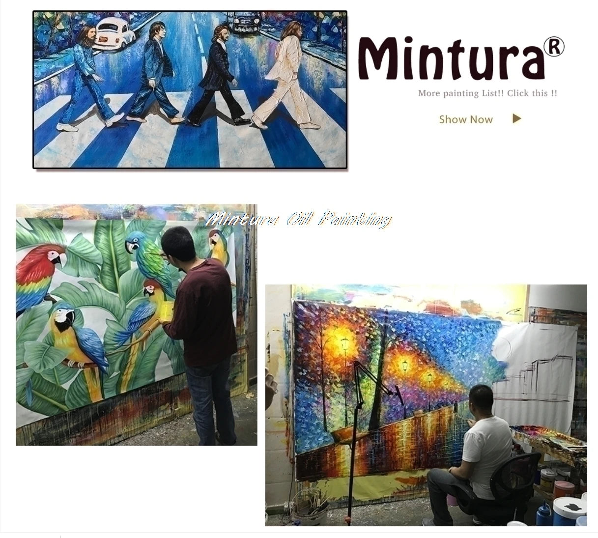 Mintura,100% Handpainted Color Abstract Oil Painting on Canvas
