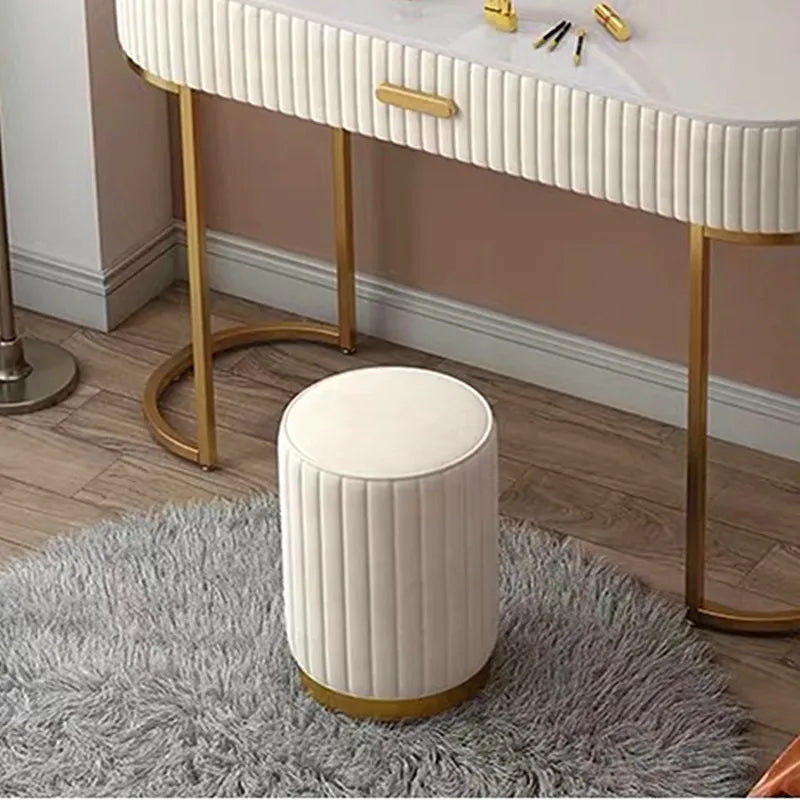 Nordic Fabric Stool Round Dressing Stools Modern Makeup Chair Storage Sofa
