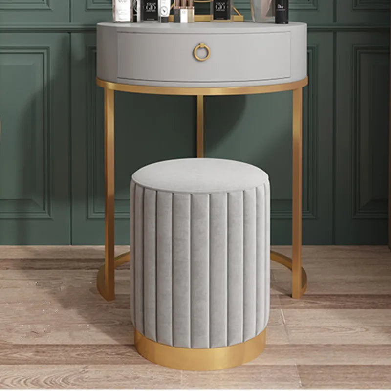 Nordic Fabric Stool Round Dressing Stools Modern Makeup Chair Storage Sofa